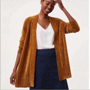 Mustard yellow/ gold chenille LOFT cardigan